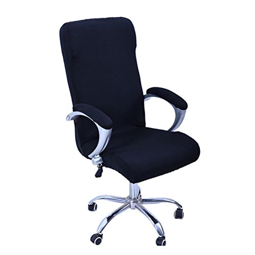 WINOMO - Copertura per sedie da computer, da ufficio, girevoli. Coprisedia removibile, elasticizzato, protettivo, taglia L (colore nero)