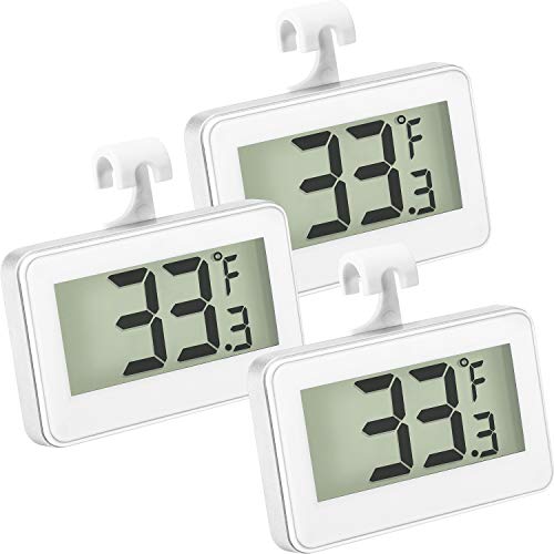 Termometro da Frigorifero Digitale Termometro del Congelatore del Frigorifero LCD Display Termometro per Congelatore Impermeabile con Gancio per La Lettura della Temperatura