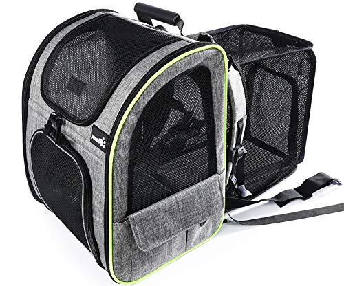 Pecute Zaino per Cani Gatti Estensibile, Cuccia Portatile, Trasportino Estraibile Indicato per Viaggi Sia Lunghi Che Corti, Carico Massimo 8 kg