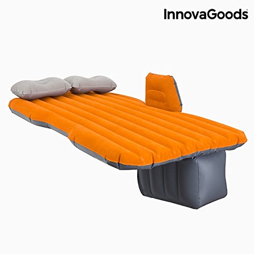 InnovaGoods - Letto gonfiabile per auto, in PVC, arancione e grigio, 86 x 135 x 40 cm