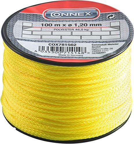 Connex COX781562 - Filo da muratore, 100 m, peso massimo: 45 kg, spessore: 1,2 mm colore: Giallo