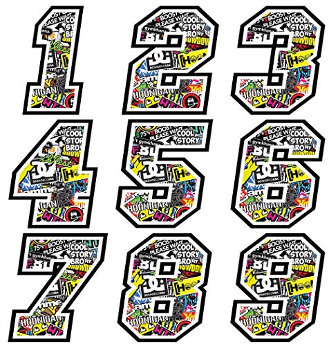 Numeri Adesivi Moto Cross - da 3 a 22 cm - STICKER BOMB - Motocross Sponsor Auto Marche Famose