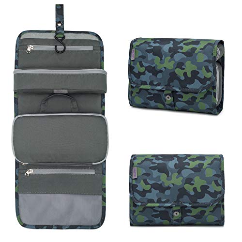 Wind Took Beauty Case Unisex Beauty Case da Viaggio Appendibile Beauty da Viaggio Trousse da Toilette Beauty Case Grande Wash Bag Impermeabile Camuffare grigio