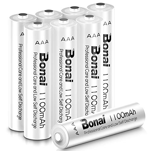BONAI Batterie Ricaricabili AAA Alta Capacità, Pile Ministilo Rechargeable 1100mAh 1,2V Ni-MH 1200 cicli (confezione da 8)