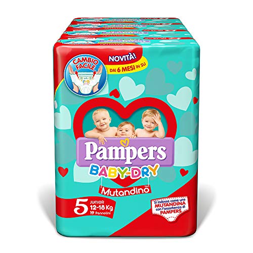 Pampers Baby Dry Mutandino Junior, 76 Pannolini, Taglia 5 (12-18 Kg)