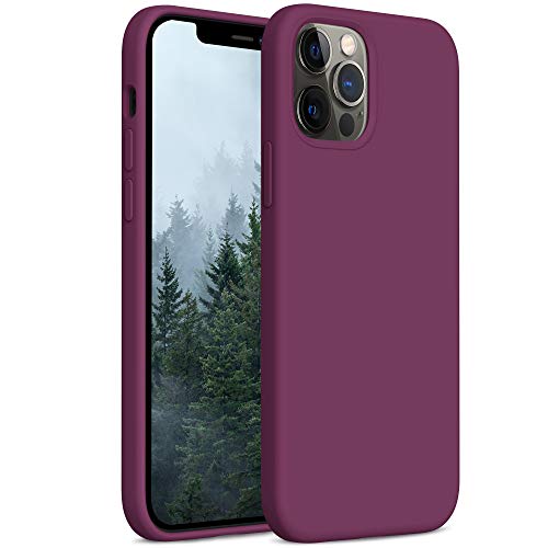 YATWIN Compatibile con iPhone 12 Cover 6,1'', Compatibile con iPhone 12 PRO Cover Silicone Liquido, Protezione Completa del Corpo con Fodera in Microfibra, Vino Rosso