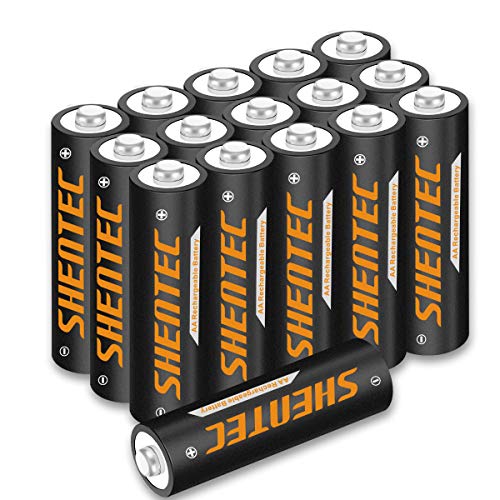 16 pezzi Shentec 1.2V 2500mAh AA Batterie Ricaricabili Ad Alta Capacità,Pile Ricaricabili da 2500mAh Ni-MH con Astuccio Ricarica da 1200 volte