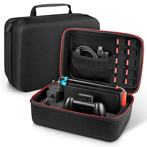 Younik Custodia per Nintendo Switch Case da Viaggio Rigido Deluxe per Console Switch, Dock Switch, Caricabatteria Originale, Cavo HDMI, Controller PRO e Carrello da 10 Giochi