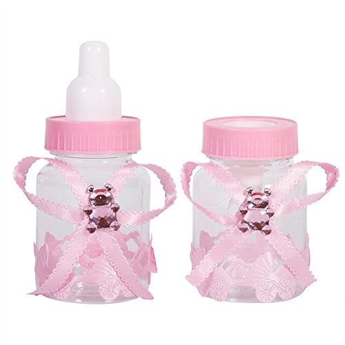 Fdit Candy Bottle party regali Baby Shower Bottle gadget bomboniere biberon design for Baby Girl Boy 50PCS Pink