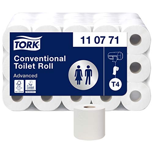 Tork 110771 Rotoli Carta Igienica Advanced, compatibile con sistema T4, 2 veli, 1 confezione x 30 rotoli (30 x 48 m), 400 strappi x rotolo, bianco