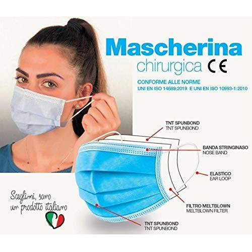 Mascherine chirurgiche certificate CE - Made in Italy - Scatola 50 pezzi