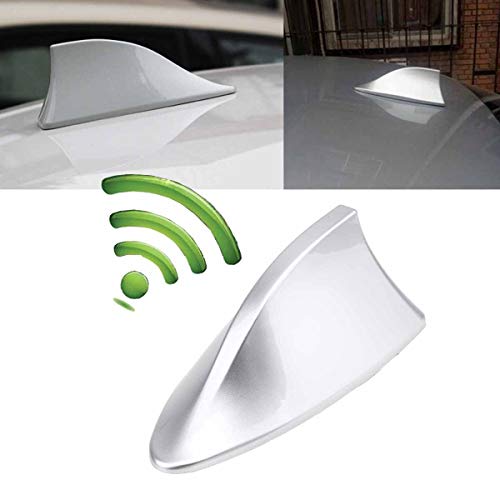 ZTMYZFSL Antenna universale per auto, a forma di pinna di squalo, con base adesiva, impermeabile, colore:Nero/Bianco/Argento (For White)