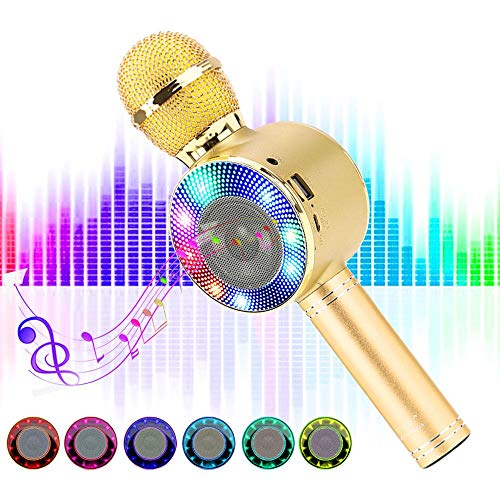 SaponinTree Microfono Karaoke Bluetooth, Wireless Bambini Portatile Karaoke Microfono con Altoparlante per Cantare, Compatibile con Android/iOS o Smartphone