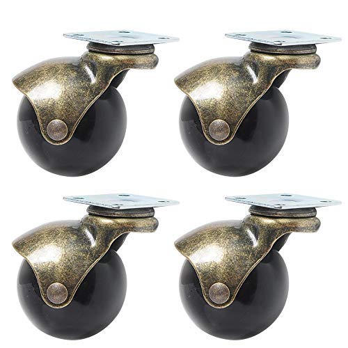 OK5STAR - Rotelle girevoli a sfera in oro antico, con piastra superiore e cappuccio a 360°, confezione da 4, 1.5 Inch No Brake