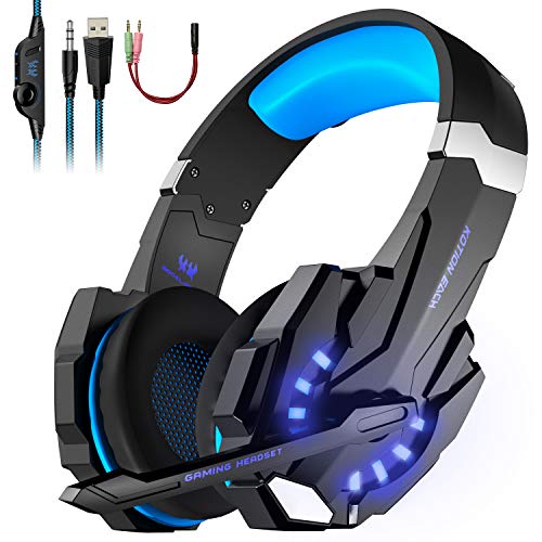 LESHP Cuffie Gaming PC PS4 con Microfono,Cuffie gioco Gaming G9000, Bass Stereo Noise e Controllo Volume e LED per PS4/Xbox One X /Nintendo Switch/PC/Laptop/Tablet