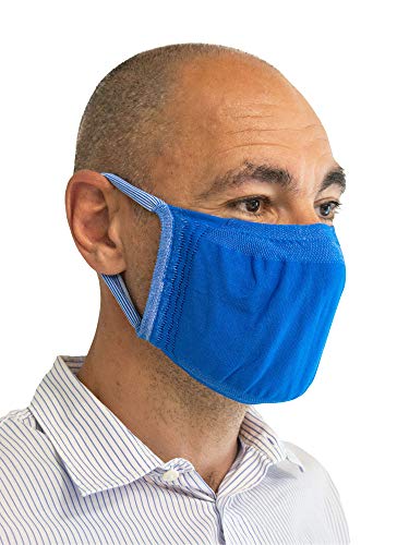 Relaxsan - SET 3 [blu] Fasce filtranti viso bocca naso lavabili riutilizzabili assorbenti tessuto batteriostatico