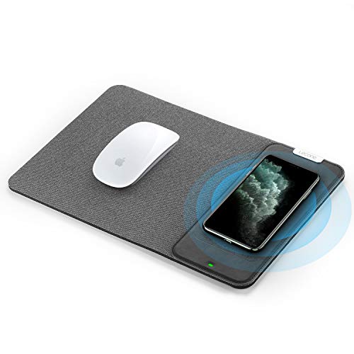 Lecone Tappetino Mouse con Caricatore Wireless Rapida 10W per Samsung Note 10/9/8/ S10/S9/S8, 7.5W per iPhone 11 PRO/Max/XR/XS/X/ 8 Plus/, 5W per Airpods e Altro