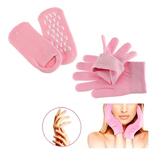 Pinkiou Ammorbidire SPA Gel Idratante guanti e calzini per idratare la cura della pelle cracking (rosa)