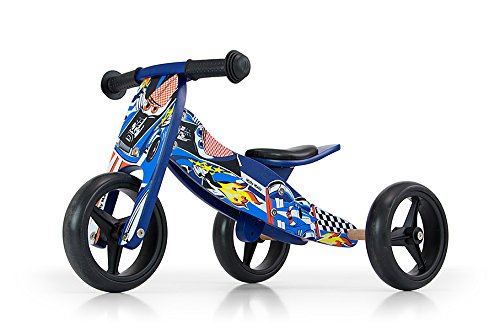 Milly Mally JAKE Blue Cars - Triciclo 2 in 1, in legno