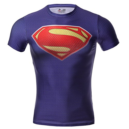 Cody Lundin Maschile Compressione di Super Eroe Fitness t-Shirt Uomo Jogging Movimento gestito Manica Corta (XXL, Purple)