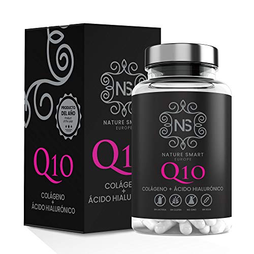 Collagene marino con acido ialuronico + coenzima Q10 per una pelle sana - Effetto anti-invecchiamento - Collagene + vitamina C- per contribuire a la salute delle articolazioni - 90 cap