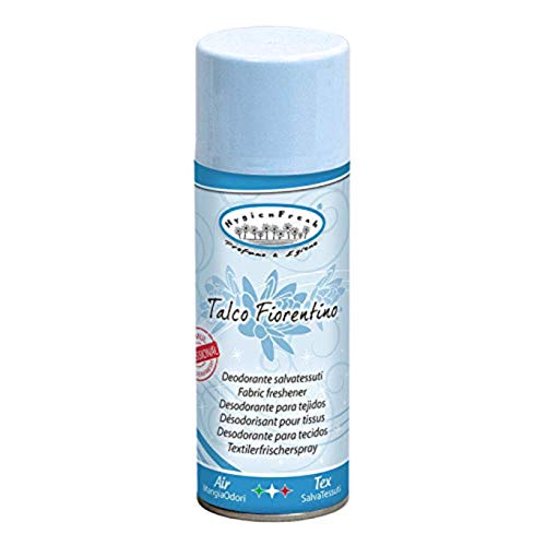 HygienFresh Talco Fiorentino Deodorante Spray Profumo Professionale Lavanderia Tessuti Ambienti Interni, Guardaroba, Auto, Scarpe, Tessuti, Tende 400 ML
