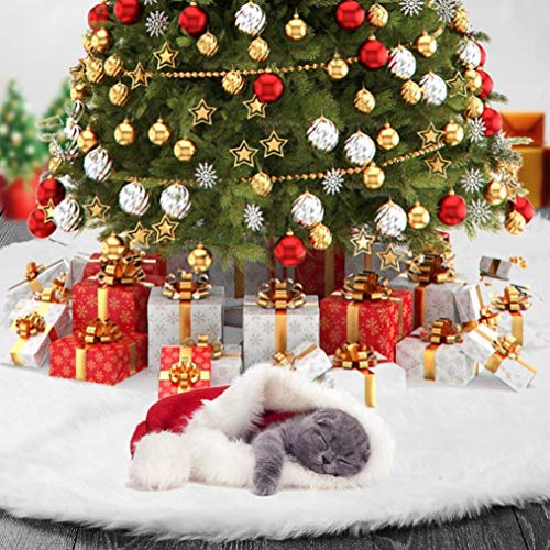 Gonna Rechoo da 78,7 cm per albero di Natale con bordo rotondo, decorazione per le feste di Natale – bianco 01-WT