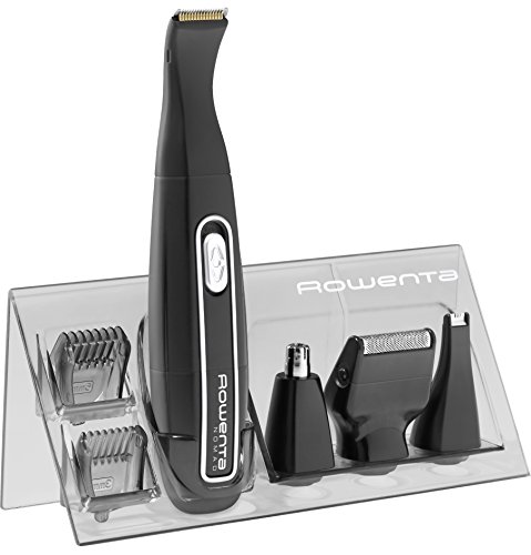 Rowenta TN3650 Nomad Mini Grooming Kit, Rifinitore e Regolabarba, per Naso e Orecchie, Wet&Dry, batteria
