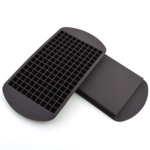 Amaoma Stampo Ghiaccio Silicone Piccolo Piccola Macchina per Il Ghiaccio Vassoi Forma di Cubo per 160 Cubetti Ghiaccio Mini Ghiaccio Stampo per Cucina Bar Bevande di Festa, Nero 2 Pezzi