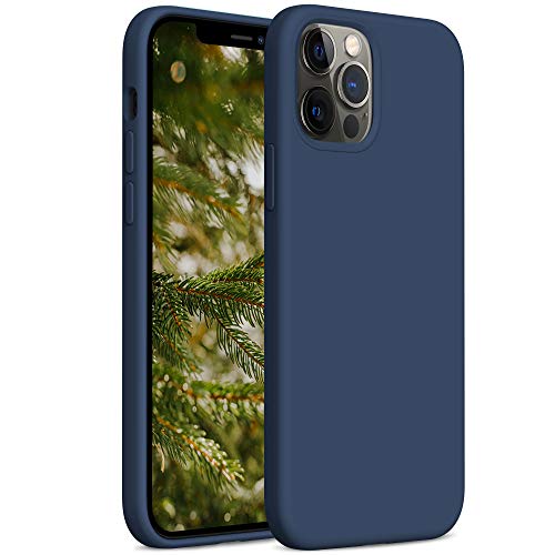 YATWIN Cover Compatibile con iPhone 12 PRO Max 6,7'', Custodia per iPhone 12 PRO Max Silicone Liquido, Protezione Completa del Corpo con Fodera in Microfibra, Blu Navy