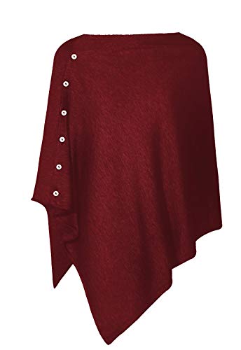 PULI Donna Bottone Scialle Lavorato a Maglia Poncho Cape Cardigan Cashmere/Cashmere Feel Sciarpa Avvolgente per la Primavera Estate Autunno