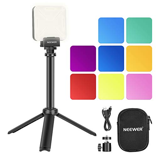 Neewer Luce LED con Treppiede Estensibile & Filtri Colorati, Illuminazione per Video Conferenze, per Auto-trasmissioni, Streaming in Diretta, Lavoro Remoto, Chiamate Zoom, Riunioni Online ecc.