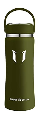 Super Sparrow Bottiglia, Borraccia in Acciaio Inossidabile, 500 ml / 750 ml / 1 L, Senza BPA, a Prova di Perdite, Bottiglia Termica per Sport, Scuola, Fitness, Outdoor, Campeggio
