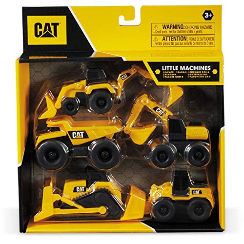 Mondo Motors - Caterpillar CAT Little Machines | 5 Pack - confezione da 5 Veicoli da costruzione - Colore Giallo / Nero -  25511