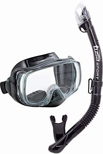 Tusa Imprex 3D - Maschera subacquea boccaglio - Set per snorkeling immersione adulto, Nero/Nero