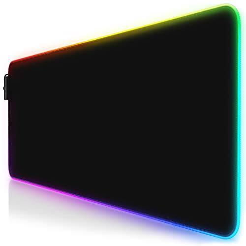 TITANWOLF - RGB Tappetino per Mouse da Gioco XXL - Mouse Pad Gaming - 800x300mm - 11 LED Colori e Effetti di Luce - Precisione e velocità - Lato Inferiore gommato - Lavabile - per Computer PC e Laptop