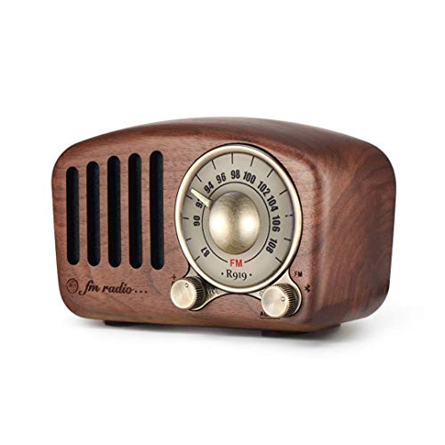 Radio portatile vintage, Altoparlante Bluetooth retro, Radio FM in legno di noce con Mini radio stile classico, Potenziamento dei bassi potente, Volume alto, Bluetooth 4.2, Scheda TF AUX, Lettore MP3