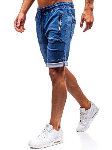 BOLF Pantaloncini di Jeans – con Coulisse – con Stemma – con sovraimpunture – con ombreggiature – da Uomo Red Fireball HY188 Blu XXL [7G7]