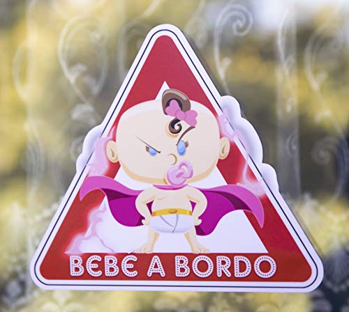 Adesivo in vinile Super Bebe a Bordo, Super Baby on Board 11cm x 12cm bambina